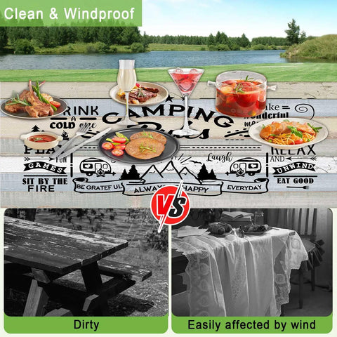 Outdoor 3 Piece Picnic Table Cover Set With Bench Covers For 6ft Tables Waterproof Windproof Elastic Edges Wrinkle Free Tablecloth