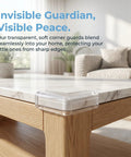 4 Pack PVC Corner Protectors For Furniture With Adhesive Backing Thickened Soft Edge Bumpers on wooden table corner