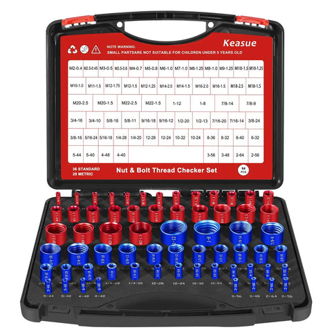 64 Piece Thread Checker Kit With 36 Standard And 28 Metric Sizes, Handy Boxed Set For Quick Nut And Bolt Sizing In Tight Spaces