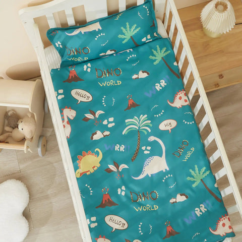 Toddler Nap Mat With Pillow And Blanket, 52 By 20 Inches, dinosaur print, soft sleep pad for preschool daycare and travel, crib display