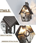 Rustic Outdoor Wall Lanterns With Water Glass Panels in oil rubbed brown close-up, designer style light for patio and porch.