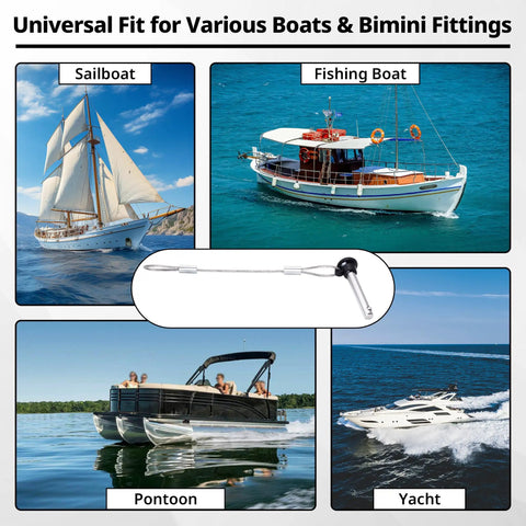 8 Pack 3/16 Inch Boat Bimini Top Quick Release Pull Pins Built To Last For Marine Rigs Beefy 316 Stainless Steel Rust Resistant Easy Install And Snap Lock Pins For Boating Gear on sailboat, fishing boat, pontoon, yacht