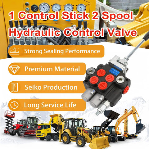 Heavy Duty Hydraulic Control Valve With Joystick Dual Spool 11GPM Directional Valve For Log Splitters Tractors And Loaders