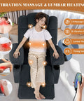 Woman using Cozy Swivel Rocker Recliner Chair For Adults With Massage Heat And Vibration, showing massage and lumbar heating features