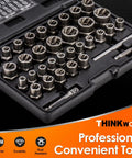 35 Piece Bolt Extractor Set With 1/4 And 3/8 Inch Drives For Damaged Rusted Stripped And Rounded Off Bolts And Nuts in case