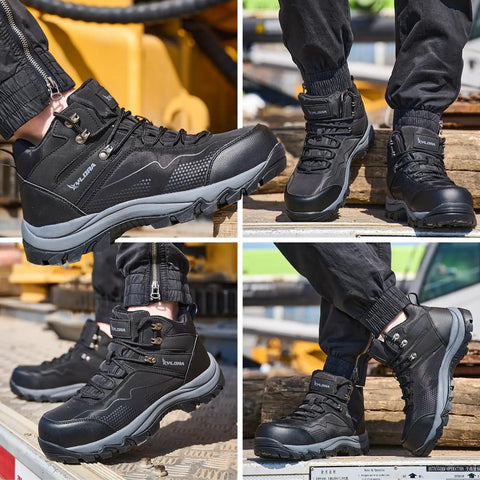 No Nonsense Waterproof Mens Steel Toe Work Boots Slip Resistant Construction Sneakers Wide Width Lightweight Durable Safety Shoes Built Tough For The Daily Grind Black