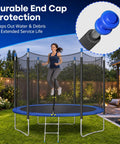 Complete Six Piece Trampoline Replacement Enclosure Poles With Thick Foam Sleeves And Secure Caps For Straight Frame Nets To Upgrade Your Backyard Rig With Absolutely Zero Hassle with woman jumping.