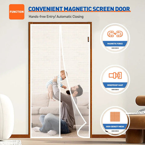Magnetic Screen Door For 32 By 80 Inch Door Fit With 34 By 81 Inch Mesh Strong Magnetic Closure Reinforced Hook And Loop for patio view