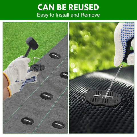Heavy Duty 6 Inch Garden Staples, 11 Gauge, 25 Pack, Galvanized U-Shaped Ground Nails securing weed barrier
