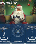 Santa holding remote for Mini Drone With 1080P Camera, Foldable FPV Quadcopter For Beginners, Adults And Kids, Gesture Selfie, with controls.