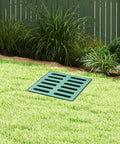 Heavy Duty Drainage Catch Basin Kit With Debris Basket And Grate, 15.7 x 15.7 x 23.6 Inch Composite Resin Basin in lawn