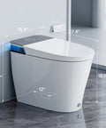 Sleek Sensor Activated Smart Toilet With Built In Bidet Pump And Self Cleaning Deodorizer Featuring Heated Seat And Smooth Flushing Action, dimensions shown.