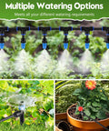 Two Hundred Forty Foot Drip Irrigation Kit With No Hassle Quick Connect Fittings for automatic garden watering system in use