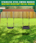 Bulletproof Heavy Duty Swing Hangers 4 Pack Built Like A Tank Includes Premium 304 Stainless Steel Bolt Hooks Rock Solid 1500 Lbs Capacity perfect for two swings hanging from a wooden frame.