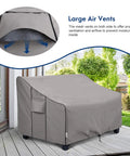 Outdoor Patio Furniture Cover Waterproof Built To Last 3 Seater Sofa Cover Fits Up To 79W X 38D X 35H Inches Weather Resistant 600D Oxford Fabric with air vents shown on patio
