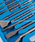 17 Piece SDS Plus Rotary Hammer Drill Bits And Chisels Set For Concrete Masonry With Storage Case Heavy Duty YG8 Carbide Tips