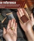 Hands holding waxed thread spools, needle, and thimble from Heavy Duty Leather Stitching Kit With 32 Yards Waxed Thread