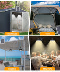 Dual Head Solar Pendant Lights IP65 Waterproof 6000K And 3000K Dimmable With Remote And Timer illuminating tool house, tent, gazebo, and BBQ party
