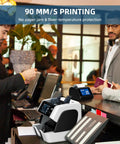 Thermal Receipt Printer For N70 Money Counter 58mm Paper RJ11 Connection External Display in use at retail counter.