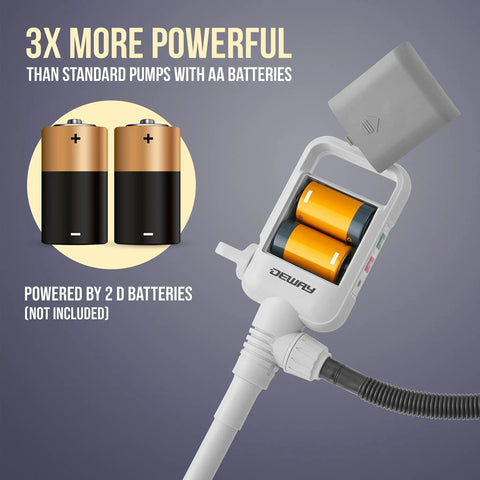 One Hand Electric Fuel Transfer Pump With Flow Control Nozzle And D Battery Power Hands Free Gas Can Pump For Liquids And Water Jugs 2 Point 4 GPM Flow Long Suction Tube For Tall Containers, with 2 D batteries