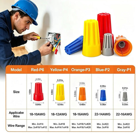 Installation of Heavy Duty 2000 Piece Wire Nuts Assortment Kit With Five Sizes Slick Twist On Caps For Zero Drama Electrical Wiring.