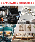 Application scenarios for cars, lamps and lanterns, machinery, and furniture using 200 Piece Heavy Duty Stainless Steel Allen Head Grub Screws Set.