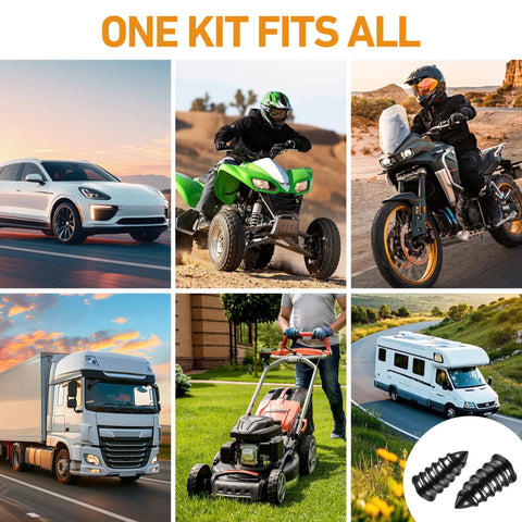 Total Game Changer for Emergency Flat Repairs Featuring 40 Piece Tire Plug Kit and Three Tubes of Thick Black Tire Sealant to Caulk Screw Holes and Nail Punctures in Tubeless Treads Super Fast with vehicles, motorcycle, and lawn mower.