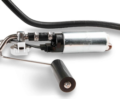 Plug And Play Oem Style Efi Fuel Tank Module With Heavy Duty Flow Pump And Internal Pressure Regulator Custom Tuned For Hardcore Muscle Car Engine Builds close-up view of pump and connector