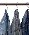 Heavy Duty S Hooks Set 30 Pack Steel Hangin Hooks For Kitchen Pot Rack Pan Cup Closet Organizer Hang Jeans Plants Towels Tools And More Durable Rust Resistant Black Finish Multipurpose Hangers For Home And Garage holding jeans.