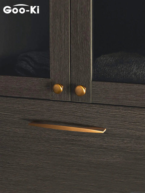 Brushed Bronzed Brass Cabinet Pull Set Mid Center 5 Inch Center To Center Zinc Alloy Drawer Wardrobe Hardware Modern Minimalist Cabinet Handles Six Pack Slick Durable Upgrade on dark wood cabinet door