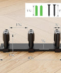 Adjustable Three Roller Sliding Closet Door Floor Guide For Bypass Double Doors Black Floor Mount with dimensions and hardware