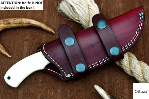 Top Grain Leather Knife Sheath For Fixed Blade Knives Belt Carry Dual Orientation Vertical And Horizontal Left Hand Friendly