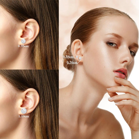 24 Pairs Pearl Stud Earrings Set For Women White And Beige Faux Pearl Studs In Four Sizes 4mm 6mm 8mm 10mm Round Ball Design Ideal For Everyday Wear Gift Idea.