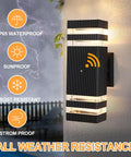 2 Pack LED Dusk To Dawn Outdoor Lights With Aluminum Sensor Waterproof Exterior Fixtures, 3000K Warm White on wall