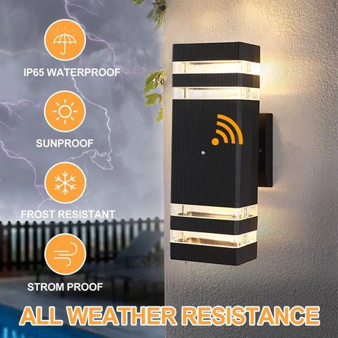 2 Pack LED Dusk To Dawn Outdoor Lights With Aluminum Sensor Waterproof Exterior Fixtures, 3000K Warm White on wall