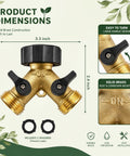 Heavy Duty Garden Hose Splitter 2 Way Brass Y Splitter With 2 Valves And 2 Extra Rubber Washers Solid Brass Water Splitter For Dual Watering Easy On Off Controls Durable Industrial Grade, brass hose connector with 3/4-inch fittings and 2 washers