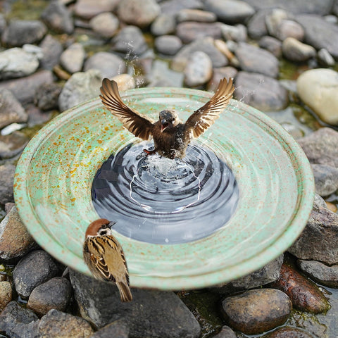 Solar Fountain Bird Bath Bubbler For Outdoor Garden Made Of Metal Water Feature For Patio Decor Sun Powered No Battery Needed Easy Setup Creates Sparkling Water Sprays That Attract Birds