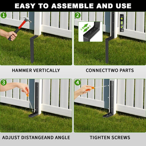 Two Pack Heavy Duty Fence Post Repair Kit With Adjustable Thickened Metal Anchors And Anti Rust Coating For Fixing Tilted Or Broken Wooden Posts In Farms Gardens And Estates