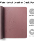 Leather Desk Pad Protector And Mouse Pad For Home Office No Slip PU Leather Desk Mat Waterproof Writing Pad 23.6 By 13.7 Inches