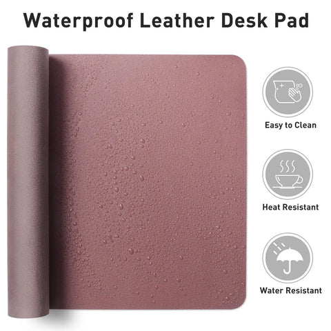 Leather Desk Pad Protector And Mouse Pad For Home Office No Slip PU Leather Desk Mat Waterproof Writing Pad 23.6 By 13.7 Inches