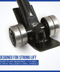 Close-up of Heavy Duty Pry Bar Lever With 6600 Lb Capacity, nose plate and steel rollers.