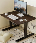 Electric Standing Desk Lifts Adjustable Height From 18.9 To 29.5 Inches With Lockable Wheels And Smooth Motor For Home Office Ergonomic Computer Desk Setup Easy One Touch Control with computer and accessories.