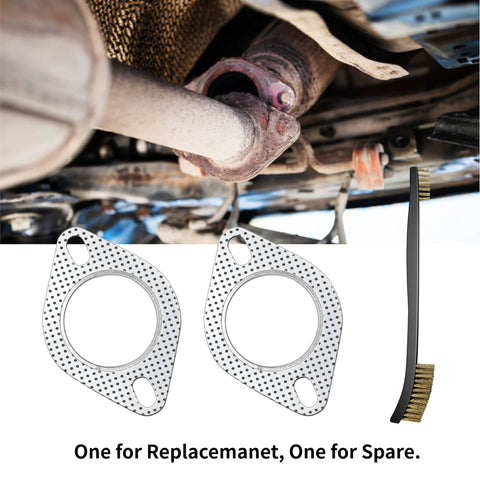Two 58mm exhaust flange gaskets with graphite fire rings for muffler manifold, high-temperature replacement set