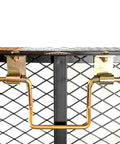Beefy Heavy Duty Utility Garden Cart Wagon With Dual Side Dump, 1000 Lb Capacity, close-up of metal mesh and latch mechanism.