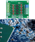 Optocoupler Isolation Board 24V To 5V PLC Level Converter Module 4 Channel with close-up of circuit board connections.