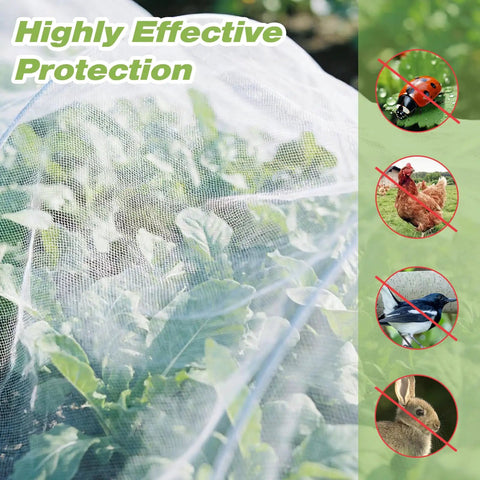 Pro Grade Garden Bug Netting 10x20 Feet Square Mesh Pest Barrier for Plants Vegetables Fruits Flowers and Trees Row Cover