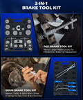 32 Piece Dual Brake Tool Set For Disc And Drum Brakes With Caliper And Drum Tools, Pliers, Remover, Installer, Adjuster