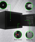 Open Digital Security Safe Box With Electronic Lock And Key Access, Compact Cash Jewelry Safe For Home Office Or Hotel, Mini Lock