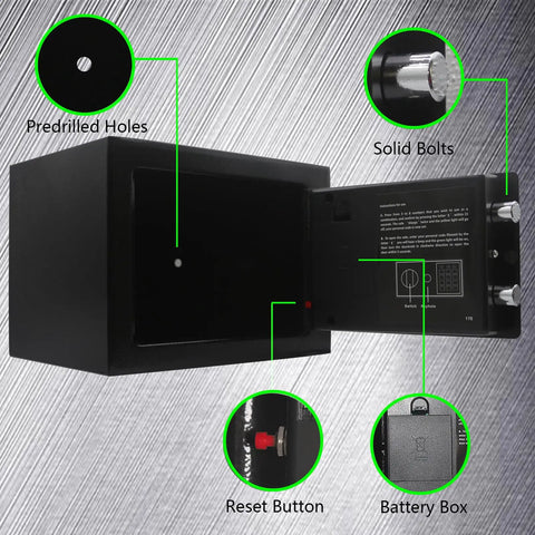Open Digital Security Safe Box With Electronic Lock And Key Access, Compact Cash Jewelry Safe For Home Office Or Hotel, Mini Lock
