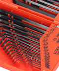 The Ultimate 30 Piece Hex Wrench Set Made From Tough 45 Steel, Featuring Inch And Metric Key Sizes For Any Home Fixer Upper Job Or Furniture Build Without Breaking A Sweat. 30-piece hex key set in orange case, long and short arm sizes visible